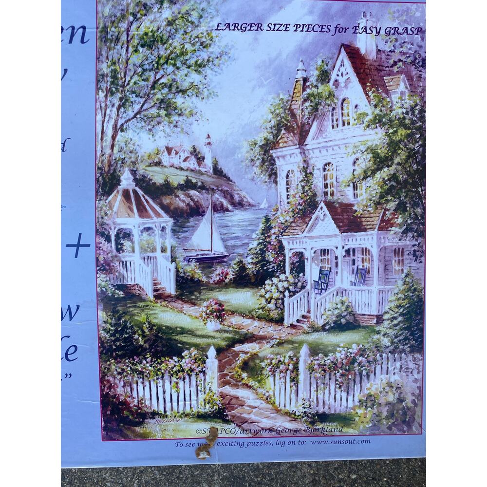 Vintage George Bjorkland Puzzle Garden View 1000 piece jigsaw puzzle by SunsOut - Picture 3 of 3
